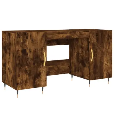 vidaXL Pisalna miza dimljeni hrast 140x50x75 cm inženirski les