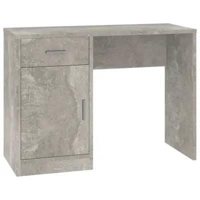 vidaXL Pisalna miza s predalom in omarico betonsko siva 100x40x73 cm