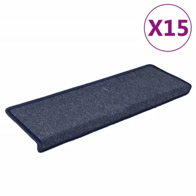 vidaXL Preproge za stopnice 15 kosov 65x21x4 cm sive in modre