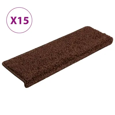 vidaXL Preproge za stopnice 15 kosov 65x21x4 cm rjave