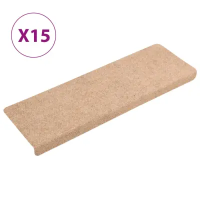 vidaXL Preproge za stopnice 15 kosov 65x21x4 cm krem