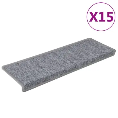 vidaXL Preproge za stopnice 15 kosov 65x21x4 cm bele in sive