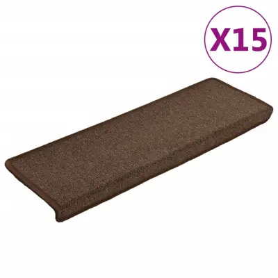 vidaXL Preproge za stopnice 15 kosov 65x21x4 cm rjave