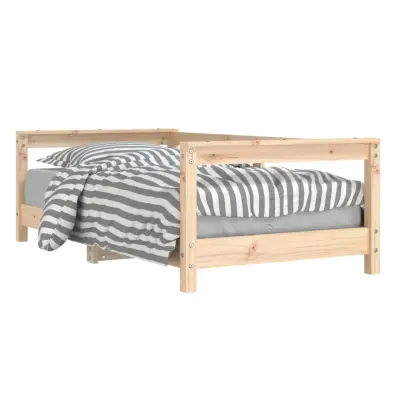 vidaXL Otroški posteljni okvir 70x140 cm trdna borovina