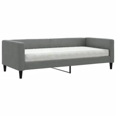 vidaXL Dnevna postelja z vzmetnico temno siva 90x200 cm blago
