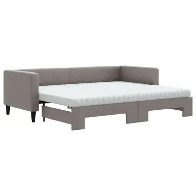 vidaXL Izvlečna dnevna postelja z vzmetnico taupe 80x200 cm blago