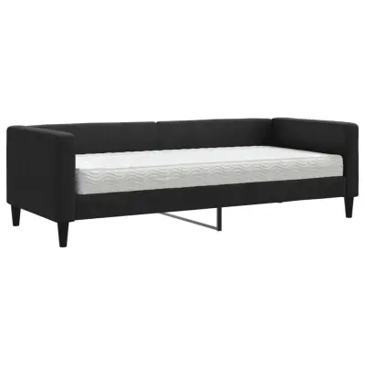 vidaXL Dnevna postelja z vzmetnico črna 80x200 cm blago