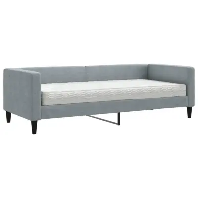 vidaXL Dnevna postelja z vzmetnico svetlo siva 80x200 cm blago