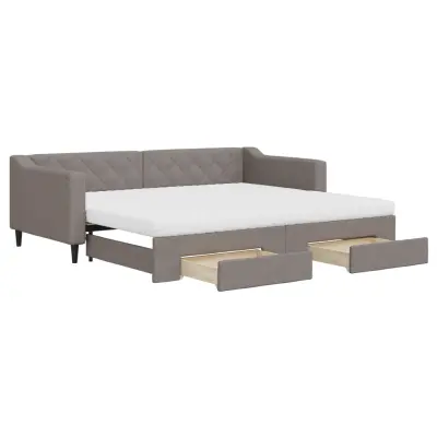 vidaXL Izvlečna dnevna postelja s predali taupe 90x200 cm blago