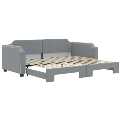 vidaXL Izvlečna dnevna postelja svetlo siva 90x200 cm blago