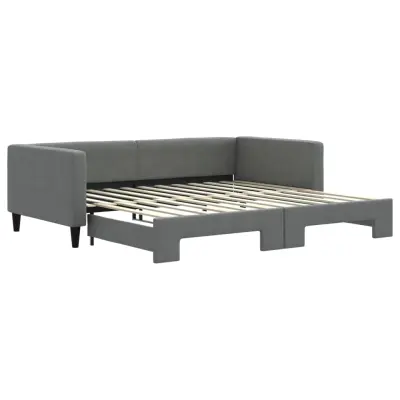 vidaXL Izvlečna dnevna postelja temno siva 100x200 cm blago