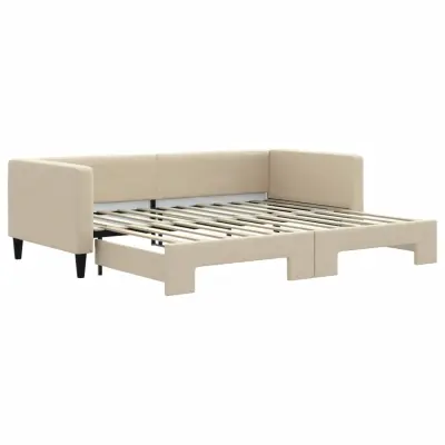 vidaXL Izvlečna dnevna postelja krem 90x200 cm blago