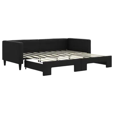vidaXL Izvlečna dnevna postelja črna 90x190 cm blago