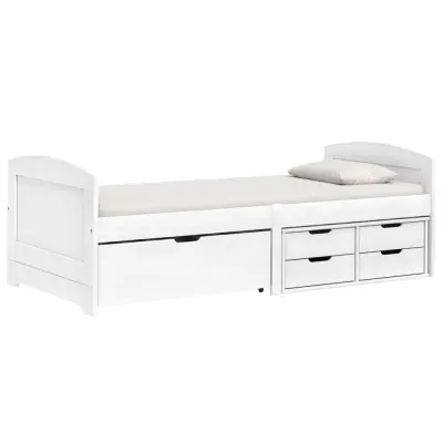 vidaXL Dnevna postelja z 5 predaloma IRUN bela 90x200cm trdna borovina