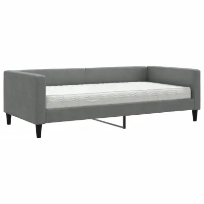 vidaXL Dnevna postelja z vzmetnico temno siva 100x200 cm blago