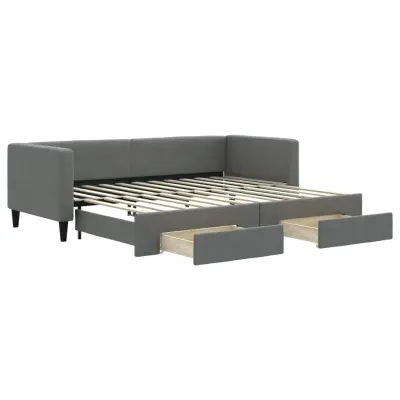 vidaXL Izvlečna dnevna postelja s predali temno siva 80x200 cm blago