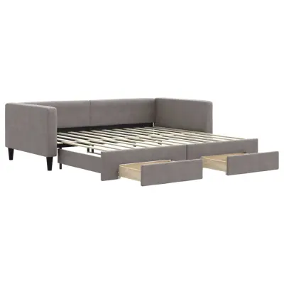 vidaXL Izvlečna dnevna postelja s predali taupe 100x200 cm blago