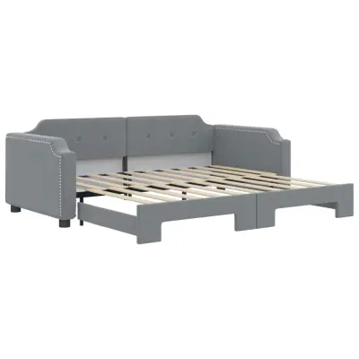 vidaXL Izvlečna dnevna postelja svetlo siva 90x190 cm blago