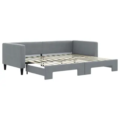 vidaXL Izvlečna dnevna postelja svetlo siva 90x200 cm blago