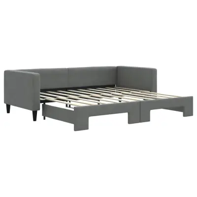 vidaXL Izvlečna dnevna postelja temno siva 90x190 cm blago