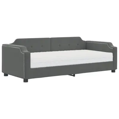 vidaXL Dnevna postelja z vzmetnico temno siva 90x190 cm blago