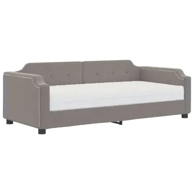 vidaXL Dnevna postelja z vzmetnico taupe 100x200 cm blago