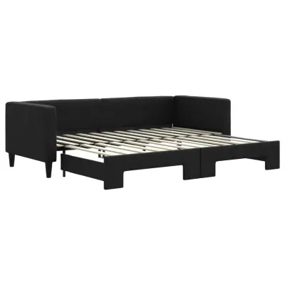 vidaXL Izvlečna dnevna postelja temno črna 80x200 cm blago