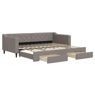 vidaXL Izvlečna dnevna postelja s predali taupe 90x200 cm blago