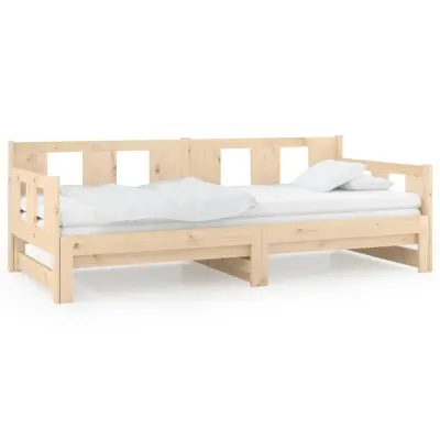 vidaXL Izvlečna dnevna postelja trdna borovina 2x(90x200) cm