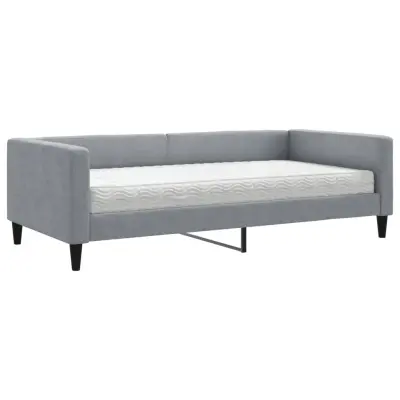 vidaXL Dnevna postelja z vzmetnico svetlo siva 100x200 cm blago