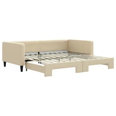 vidaXL Izvlečna dnevna postelja krem 100x200 cm blago