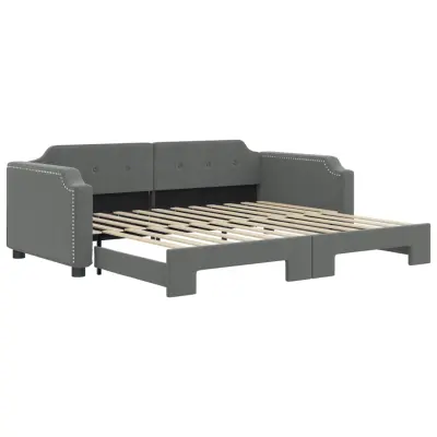 vidaXL Izvlečna dnevna postelja temno siva 100x200 cm blago