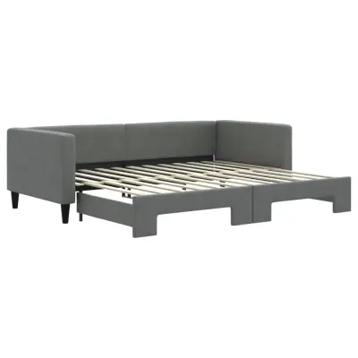 vidaXL Izvlečna dnevna postelja temno siva 90x200 cm blago