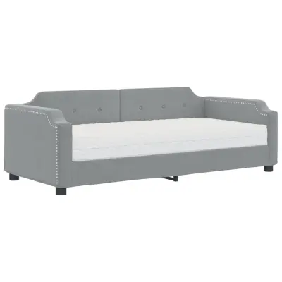 vidaXL Dnevna postelja z vzmetnico svetlo siva 90x200 cm blago