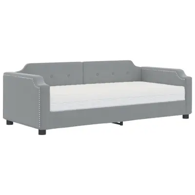 vidaXL Dnevna postelja z vzmetnico svetlo siva 100x200 cm blago
