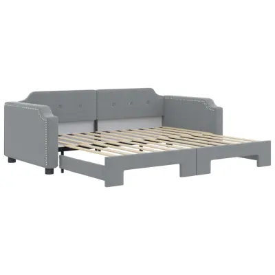 vidaXL Izvlečna dnevna postelja svetlo siva 100x200 cm blago