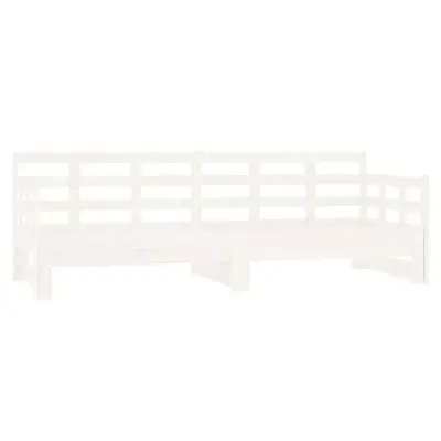 vidaXL Izvlečna dnevna postelja bela trdna borovina 2x(80x200) cm