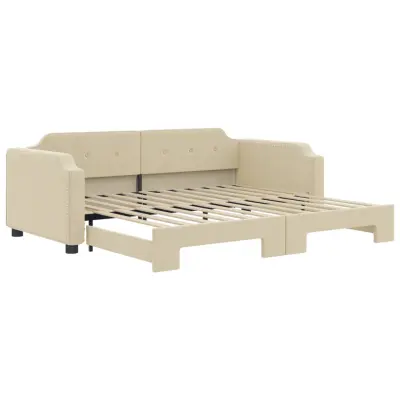 vidaXL Izvlečna dnevna postelja temno krem 80x200 cm blago