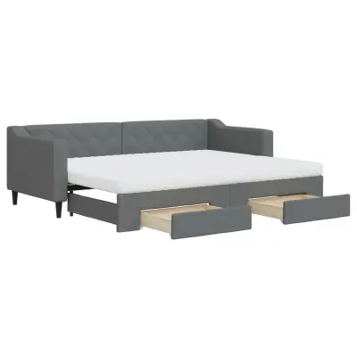 vidaXL Izvlečna dnevna postelja s predali temno siva 80x200 cm blago