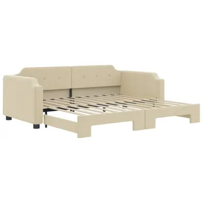 vidaXL Izvlečna dnevna postelja krem 100x200 cm blago