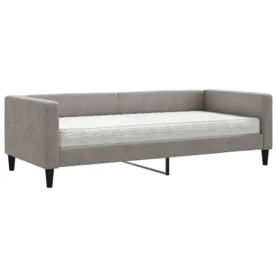 vidaXL Dnevna postelja z vzmetnico taupe 90x200 cm blago