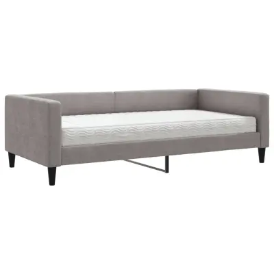 vidaXL Dnevna postelja z vzmetnico taupe 100x200 cm blago
