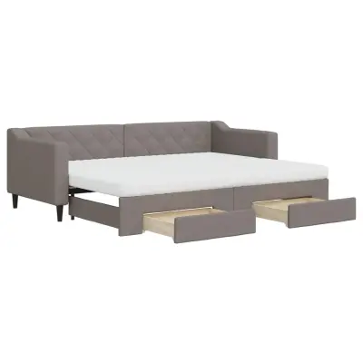 vidaXL Izvlečna dnevna postelja s predali taupe 80x200 cm blago