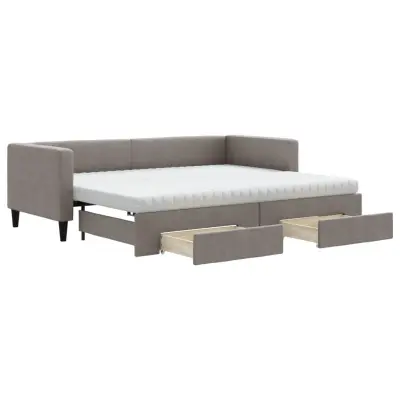 vidaXL Izvlečna dnevna postelja s predali taupe 80x200 cm blago