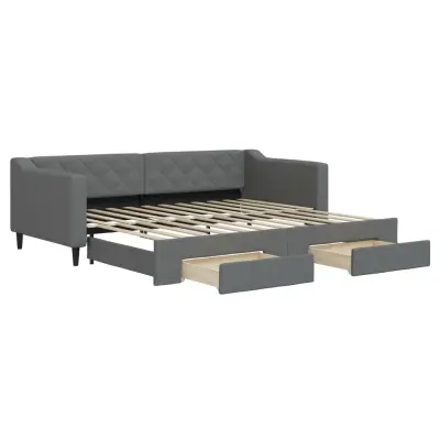 vidaXL Izvlečna dnevna postelja s predali temno siva 90x200 cm blago