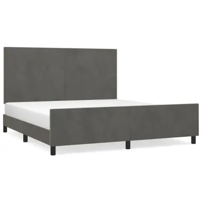 vidaXL Posteljni okvir z vzglavjem temno siv 180x200 cm žamet