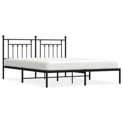 vidaXL Kovinski posteljni okvir z vzglavjem črn 180x200 cm