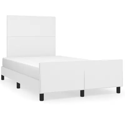 vidaXL Posteljni okvir z vzglavjem bela 120x200 cm umetno usnje