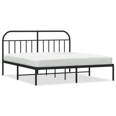 vidaXL Kovinski posteljni okvir z vzglavjem črn 180x200 cm