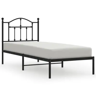 vidaXL Kovinski posteljni okvir z vzglavjem črn 80x200 cm